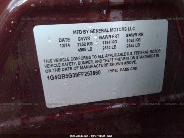 Photo 8 VIN: 1G4GB5G39FF253860 - BUICK LACROSSE 