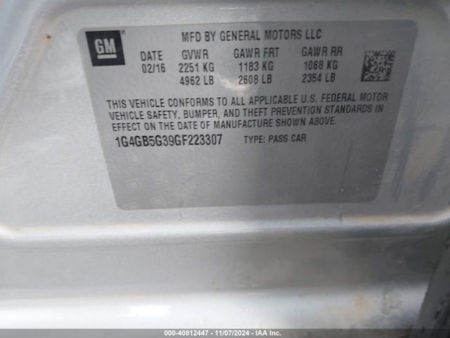 Photo 8 VIN: 1G4GB5G39GF223307 - BUICK LACROSSE 