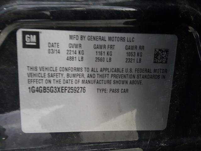 Photo 9 VIN: 1G4GB5G3XEF259276 - BUICK LACROSSE 