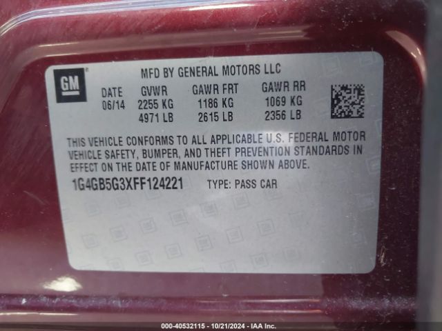 Photo 8 VIN: 1G4GB5G3XFF124221 - BUICK LACROSSE 