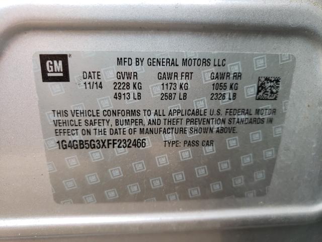 Photo 9 VIN: 1G4GB5G3XFF232466 - BUICK LACROSSE 