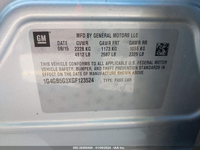 Photo 8 VIN: 1G4GB5G3XGF123524 - BUICK LACROSSE 