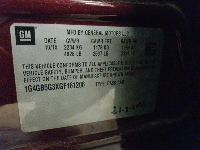 Photo 9 VIN: 1G4GB5G3XGF161206 - BUICK LACROSSE 