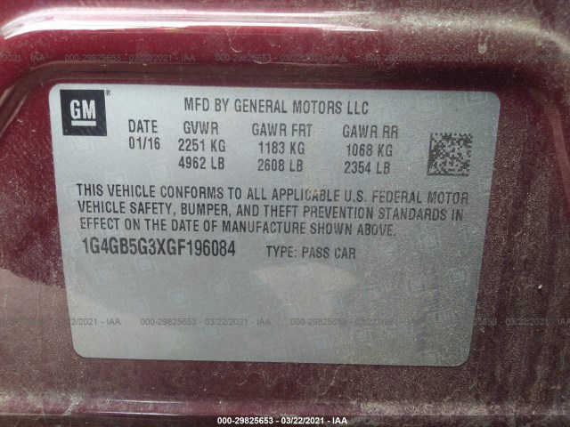 Photo 8 VIN: 1G4GB5G3XGF196084 - BUICK LACROSSE 