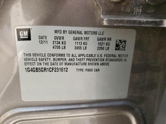 Photo 12 VIN: 1G4GB5GR1CF231612 - BUICK LACROSSE 