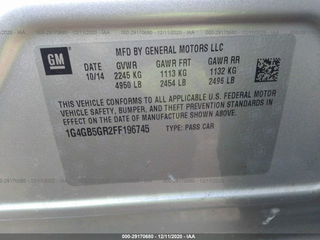 Photo 8 VIN: 1G4GB5GR2FF196745 - BUICK LACROSSE 