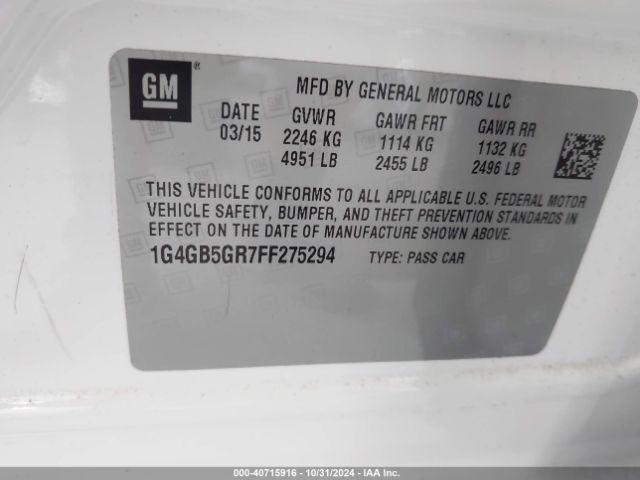 Photo 8 VIN: 1G4GB5GR7FF275294 - BUICK LACROSSE 