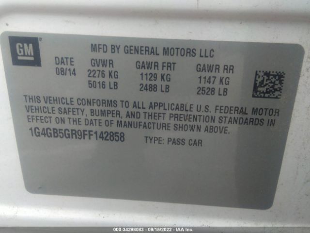 Photo 8 VIN: 1G4GB5GR9FF142858 - BUICK LACROSSE 