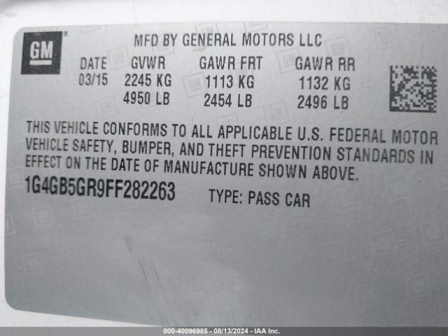 Photo 8 VIN: 1G4GB5GR9FF282263 - BUICK LACROSSE 