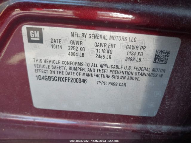 Photo 8 VIN: 1G4GB5GRXFF200346 - BUICK LACROSSE 