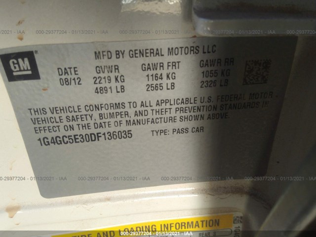 Photo 8 VIN: 1G4GC5E30DF136035 - BUICK LACROSSE 