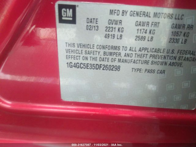 Photo 8 VIN: 1G4GC5E35DF260298 - BUICK LACROSSE 