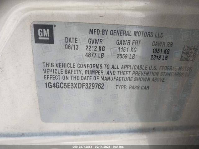 Photo 8 VIN: 1G4GC5E3XDF329762 - BUICK LACROSSE 