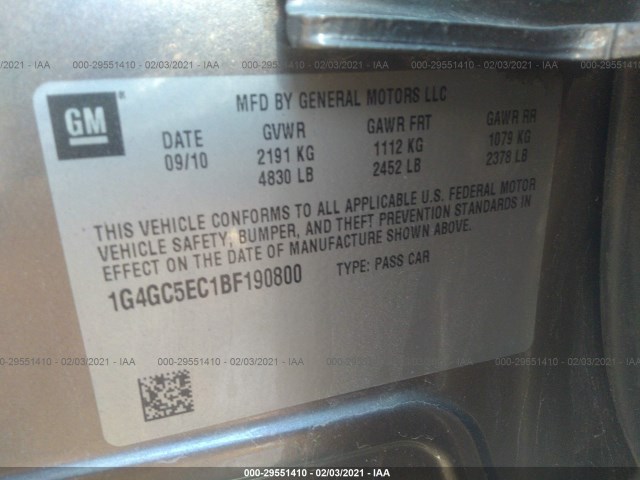 Photo 8 VIN: 1G4GC5EC1BF190800 - BUICK LACROSSE 