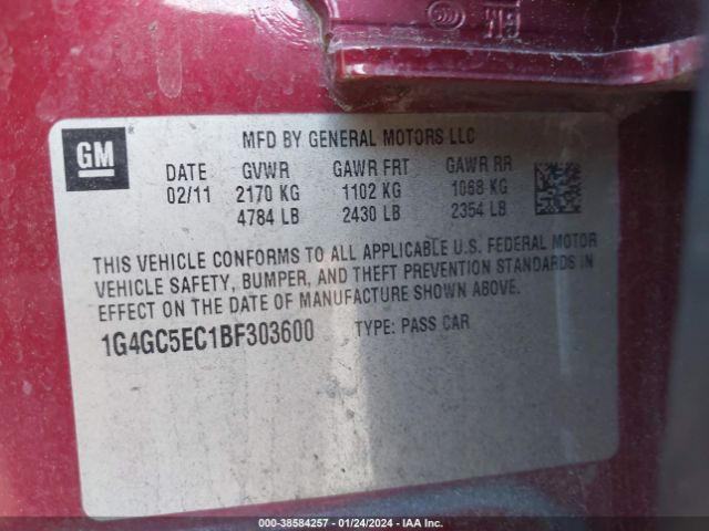 Photo 8 VIN: 1G4GC5EC1BF303600 - BUICK LACROSSE 