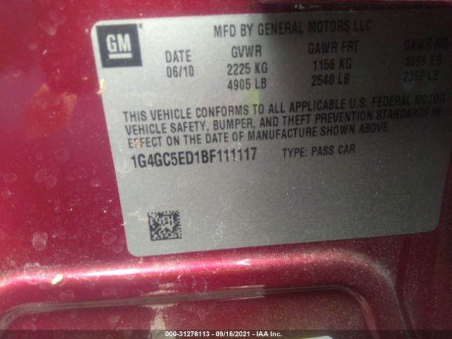 Photo 8 VIN: 1G4GC5ED1BF111117 - BUICK LACROSSE 