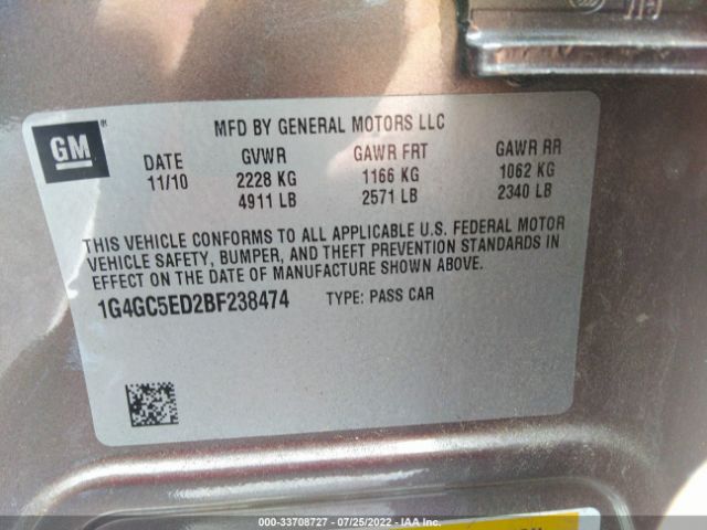 Photo 8 VIN: 1G4GC5ED2BF238474 - BUICK LACROSSE 