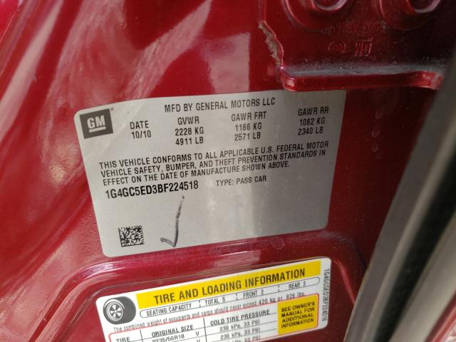 Photo 9 VIN: 1G4GC5ED3BF224518 - BUICK LACROSSE C 