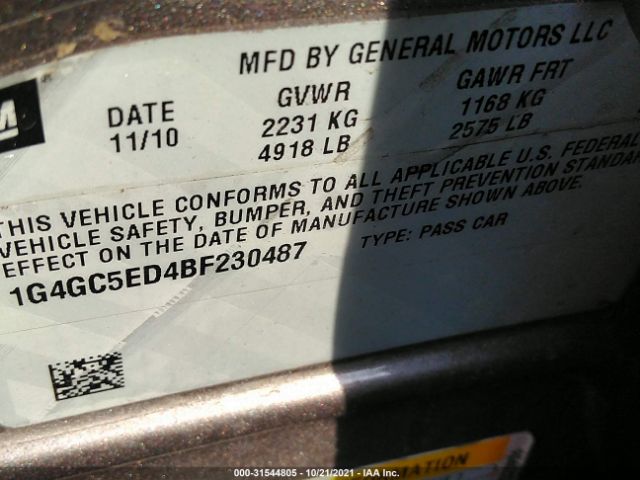 Photo 8 VIN: 1G4GC5ED4BF230487 - BUICK LACROSSE 