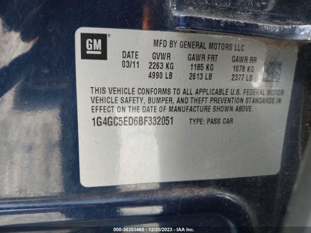 Photo 8 VIN: 1G4GC5ED6BF332051 - BUICK LACROSSE 