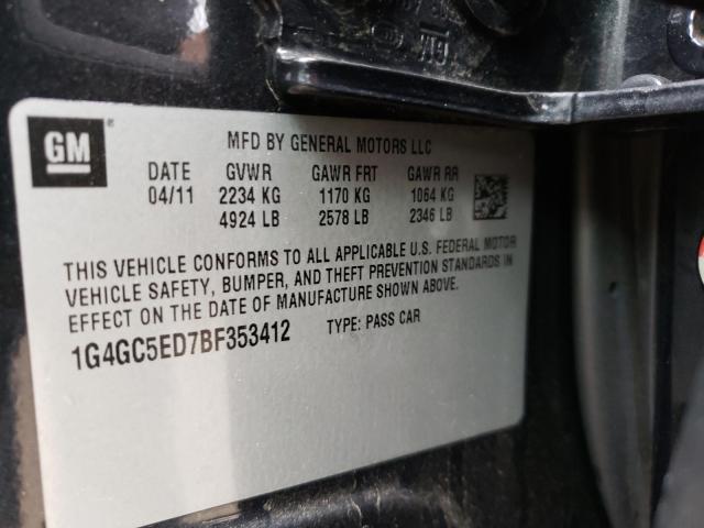 Photo 9 VIN: 1G4GC5ED7BF353412 - BUICK LACROSSE C 