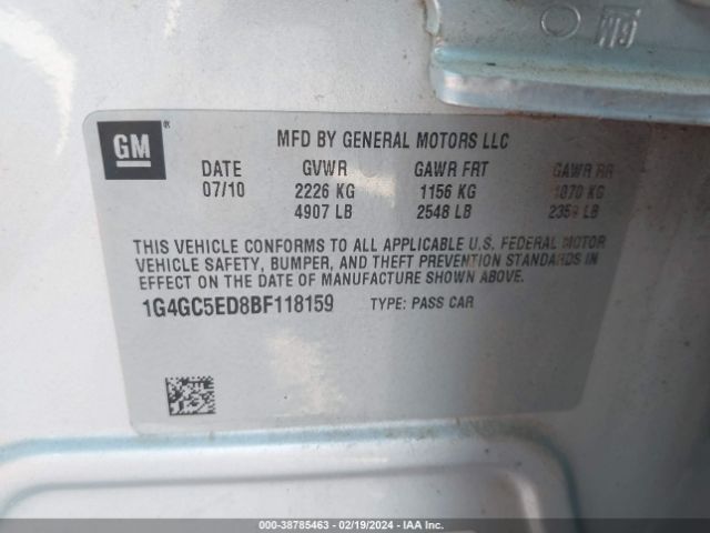 Photo 8 VIN: 1G4GC5ED8BF118159 - BUICK LACROSSE 