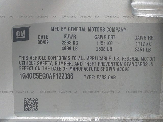 Photo 8 VIN: 1G4GC5EG0AF122036 - BUICK LACROSSE 