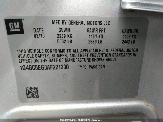 Photo 8 VIN: 1G4GC5EG0AF221200 - BUICK LACROSSE 