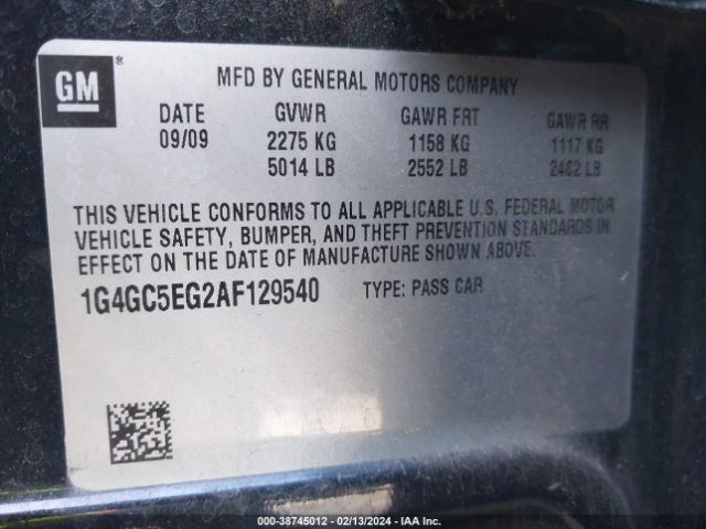 Photo 8 VIN: 1G4GC5EG2AF129540 - BUICK LACROSSE 