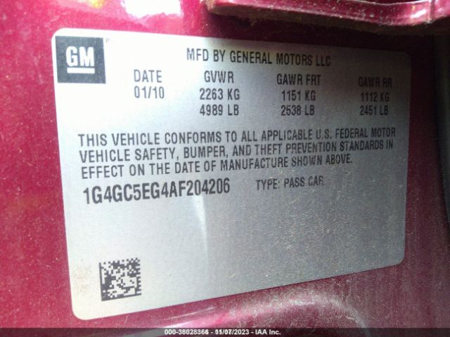 Photo 8 VIN: 1G4GC5EG4AF204206 - BUICK LACROSSE 