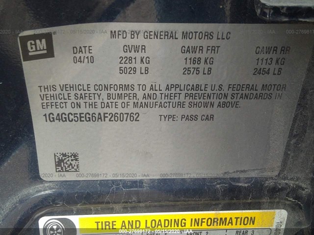 Photo 8 VIN: 1G4GC5EG6AF260762 - BUICK LACROSSE 