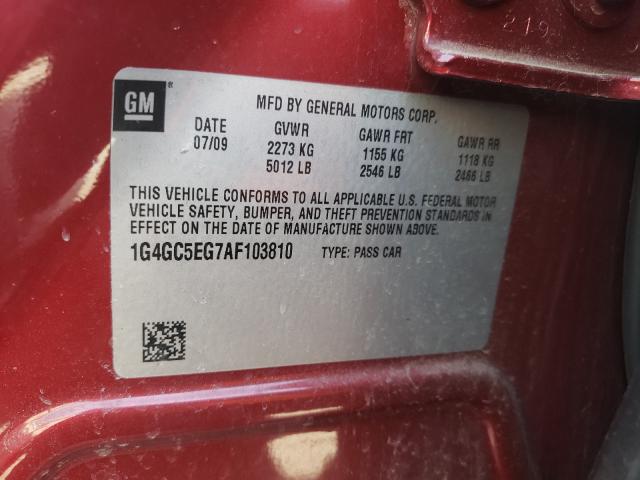 Photo 9 VIN: 1G4GC5EG7AF103810 - BUICK LACROSSE C 