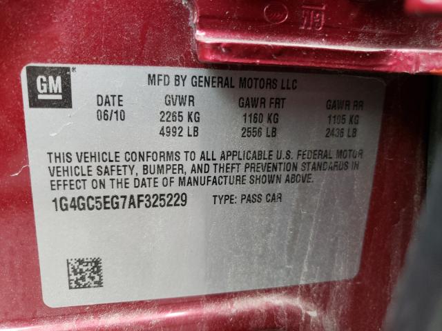 Photo 9 VIN: 1G4GC5EG7AF325229 - BUICK LACROSSE C 