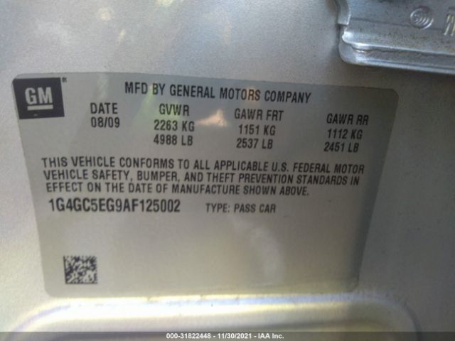 Photo 8 VIN: 1G4GC5EG9AF125002 - BUICK LACROSSE 