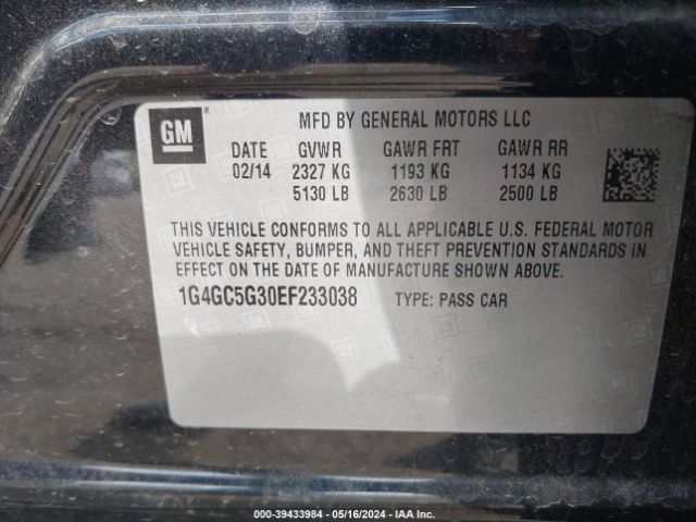 Photo 8 VIN: 1G4GC5G30EF233038 - BUICK LACROSSE 