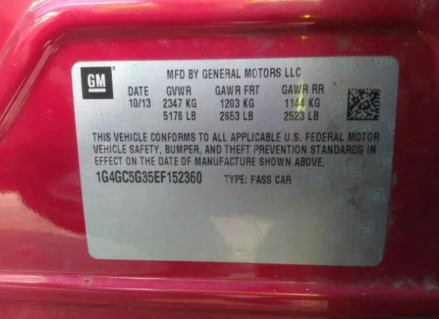 Photo 8 VIN: 1G4GC5G35EF152360 - BUICK LACROSSE 