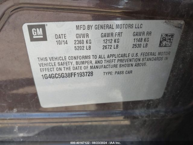 Photo 8 VIN: 1G4GC5G38FF193728 - BUICK LACROSSE 