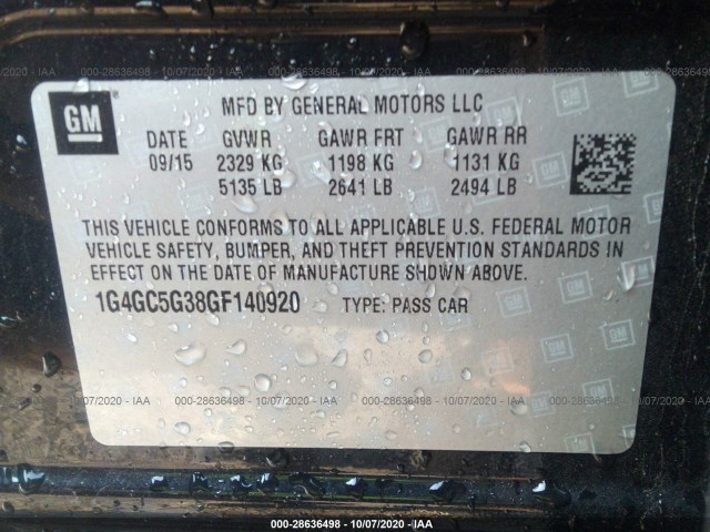 Photo 8 VIN: 1G4GC5G38GF140920 - BUICK LACROSSE 