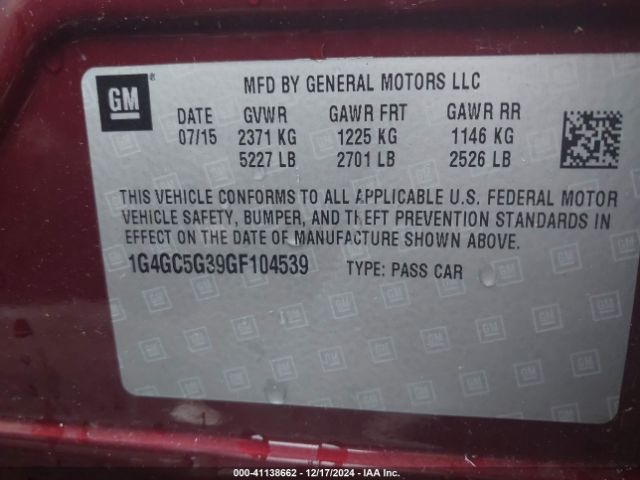 Photo 8 VIN: 1G4GC5G39GF104539 - BUICK LACROSSE 