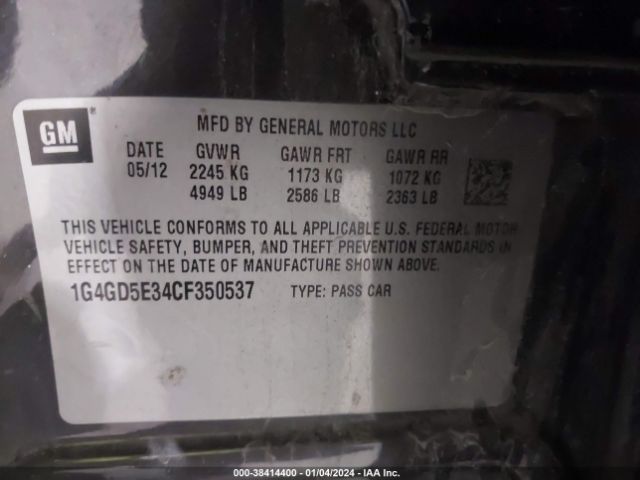 Photo 8 VIN: 1G4GD5E34CF350537 - BUICK LACROSSE 