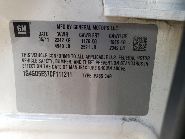 Photo 9 VIN: 1G4GD5E37CF111211 - BUICK LACROSSE P 