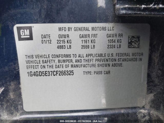 Photo 8 VIN: 1G4GD5E37CF266325 - BUICK LACROSSE 