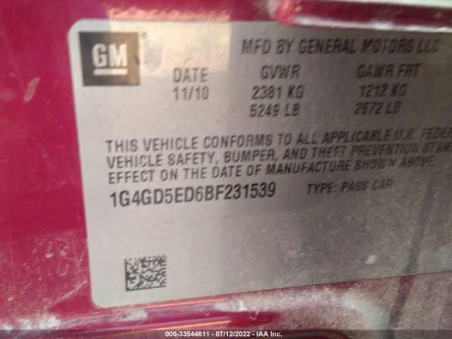 Photo 8 VIN: 1G4GD5ED6BF231539 - BUICK LACROSSE 