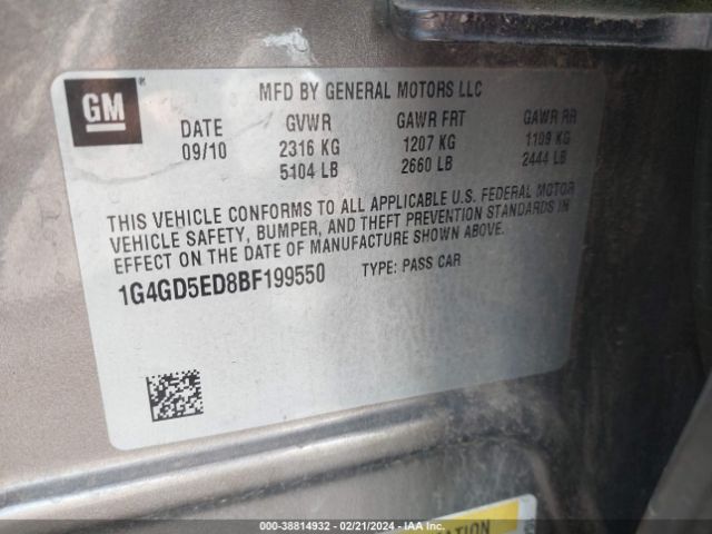 Photo 8 VIN: 1G4GD5ED8BF199550 - BUICK LACROSSE 