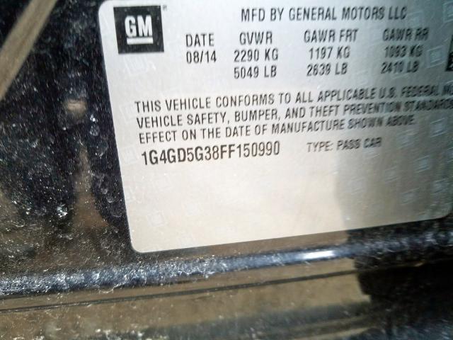 Photo 9 VIN: 1G4GD5G38FF150990 - BUICK LACROSSE P 