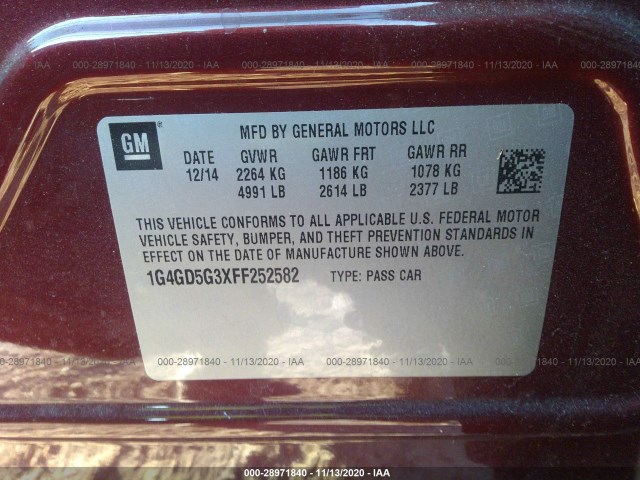 Photo 8 VIN: 1G4GD5G3XFF252582 - BUICK LACROSSE 