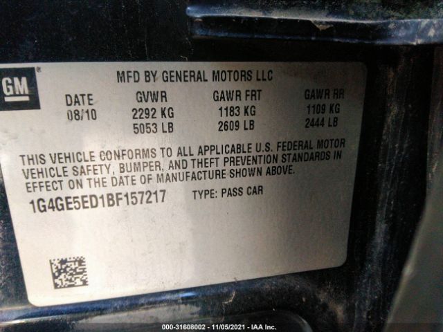 Photo 8 VIN: 1G4GE5ED1BF157217 - BUICK LACROSSE 