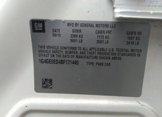 Photo 8 VIN: 1G4GE5ED4BF171449 - BUICK LACROSSE 