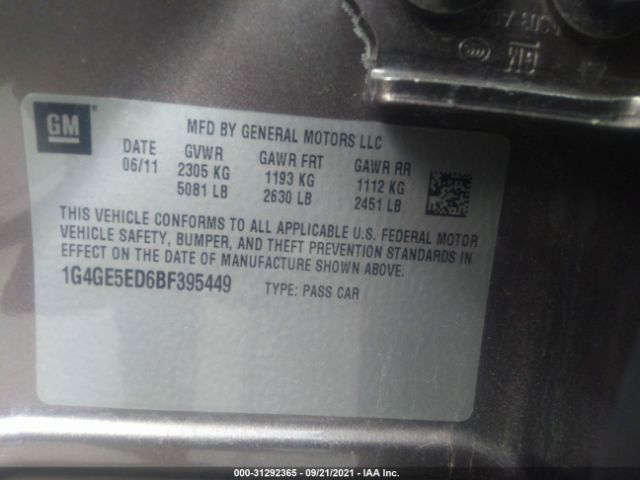 Photo 8 VIN: 1G4GE5ED6BF395449 - BUICK LACROSSE 