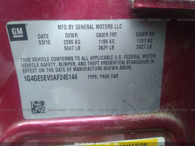 Photo 8 VIN: 1G4GE5EV3AF245144 - BUICK LACROSSE 